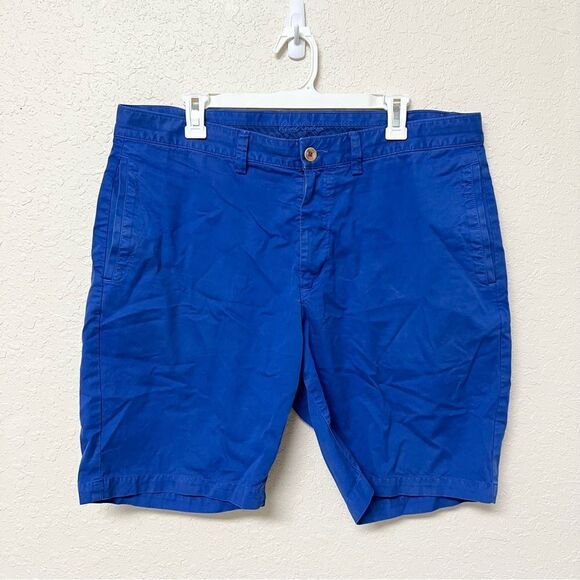 Robert Graham Shorts Mens Blue Flat Front Pockets Golf Chino Size 38
